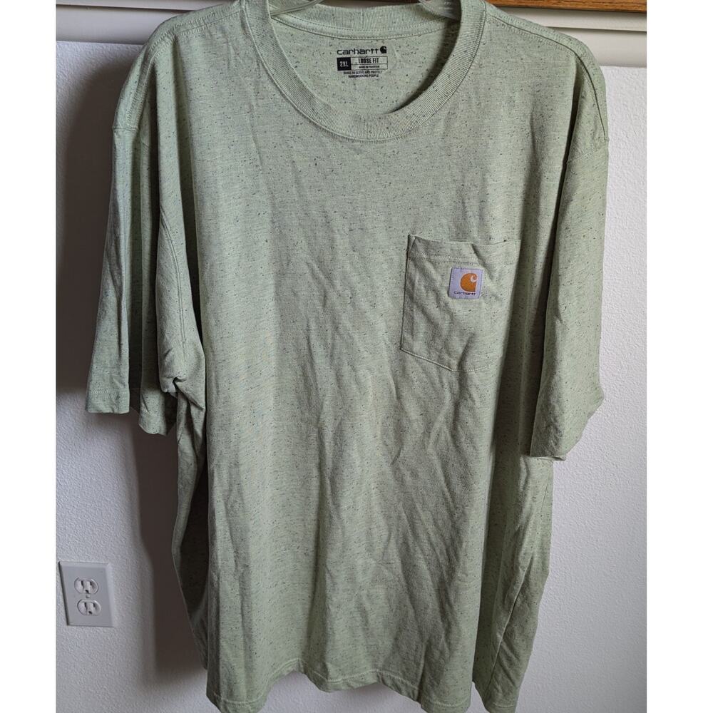Carhartt Men’s Light Green Speckled Loose Fit Pocket Tee T-Shirt 2XL XXL